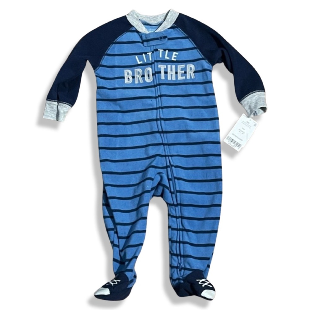 CARTER’S Little Brother Blue Fleece Baby Boy Sleep & Play Footies | 3-6 months